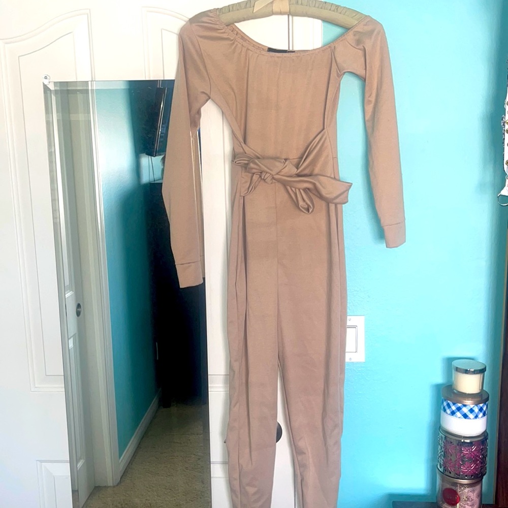 Pretty little thing long sleeve off the shoulder pants jumpsuit
